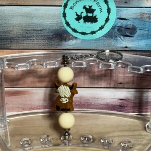 Cute Cow Keychain with Beads